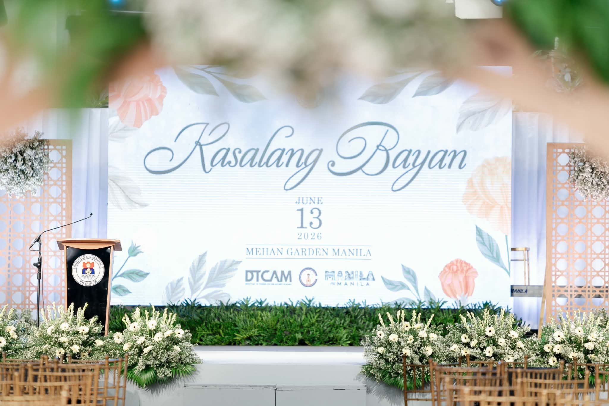 LED backdrop and lectern set for a ceremony
